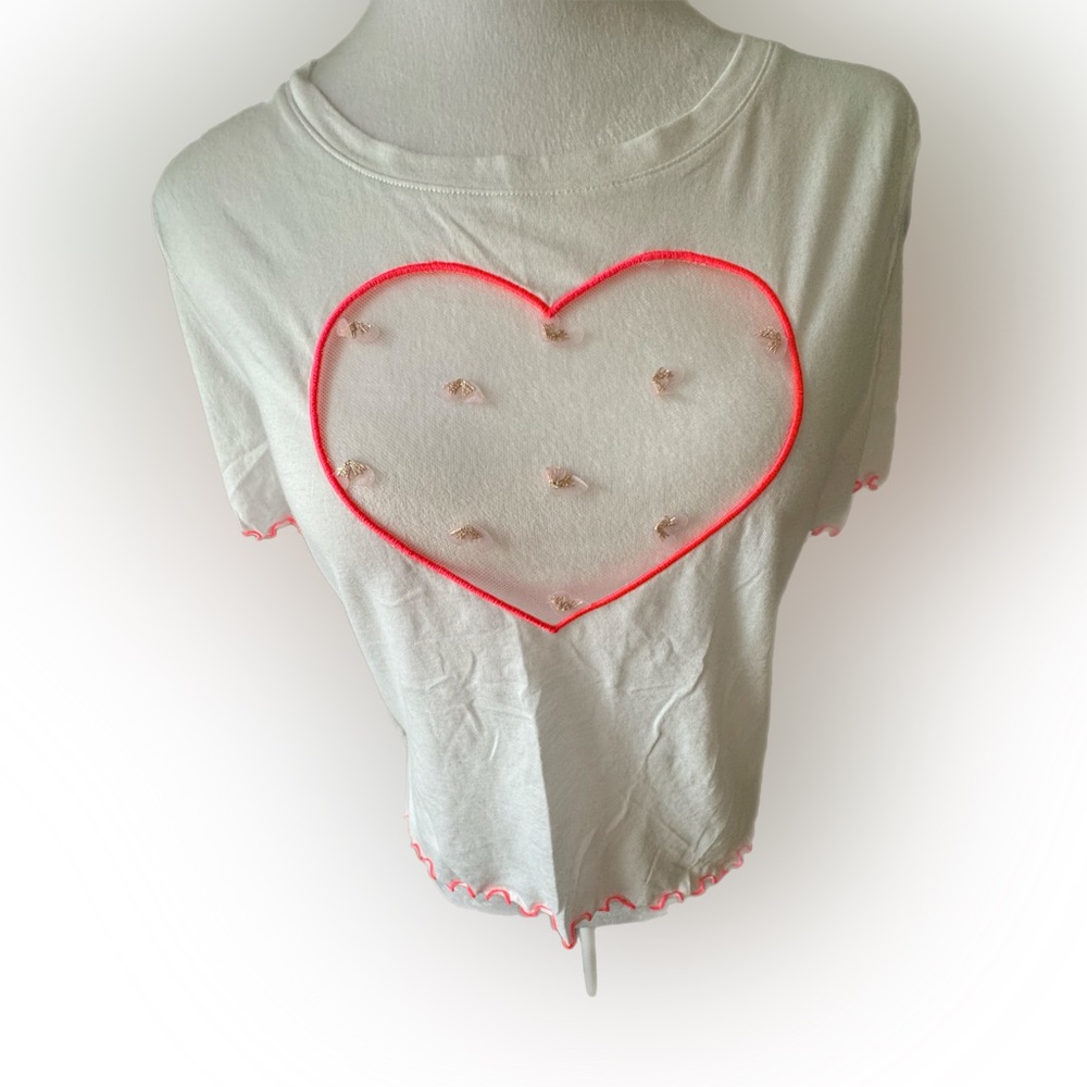NWT Victoria’s Secret heart see through T-shirt. Size S - Picture 5 of 10